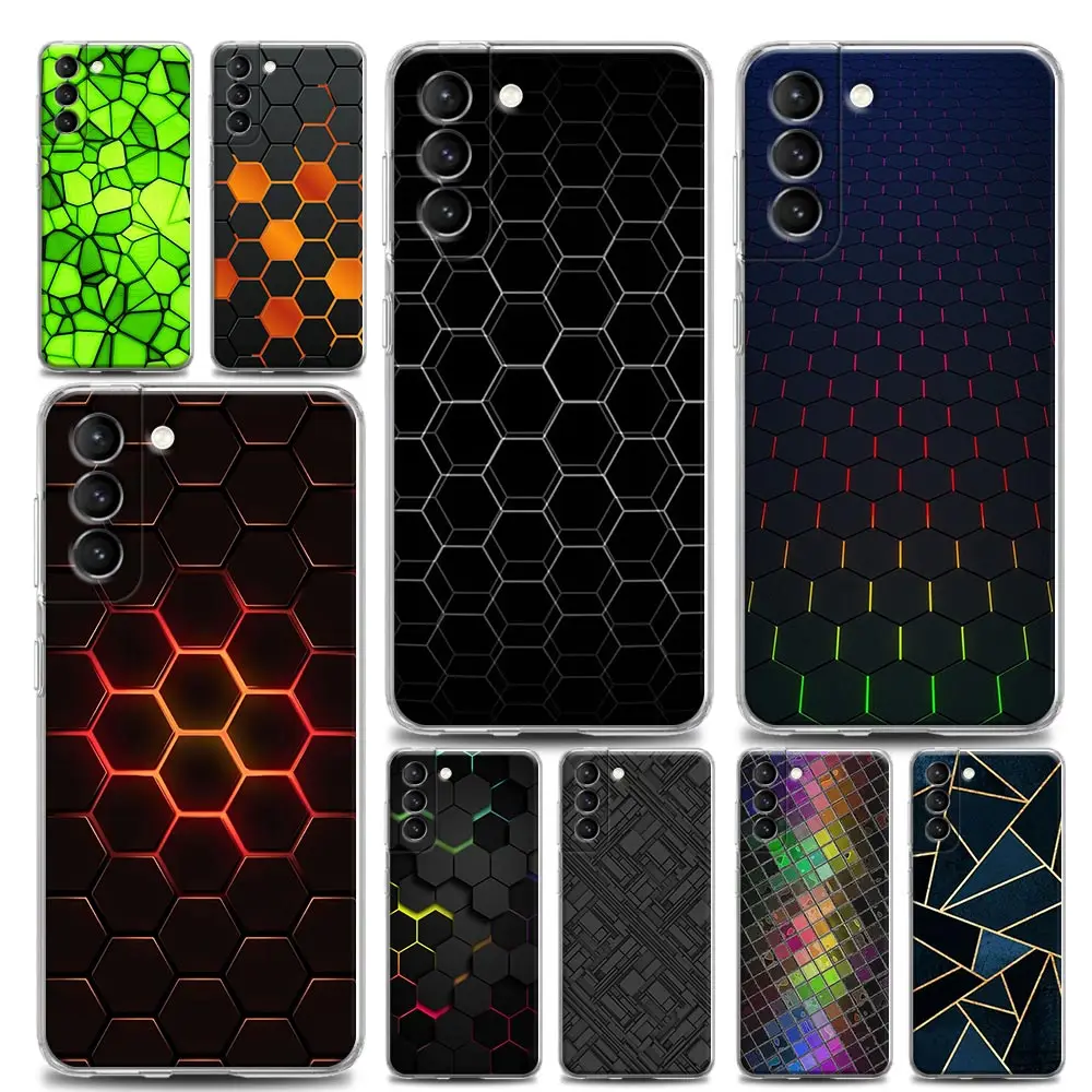 

Phone Case for Samsung S22 S9 S10 S10e S20 S21 Plus Lite Ultra FE 4G 5G Soft Silicone Case Cover Technology 3D Chequered Pattern