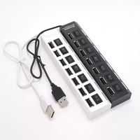 7 port high speed usb 2 0 hub led adapter hub power onoff switch for pc laptop usb hub splitter adapter charger