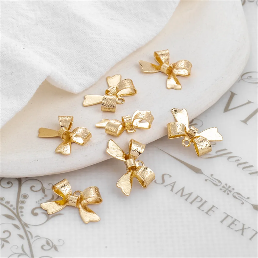 

14k gold coated sand bow 10 * 16mm pendant single hanging bracelet necklace pendant accessories