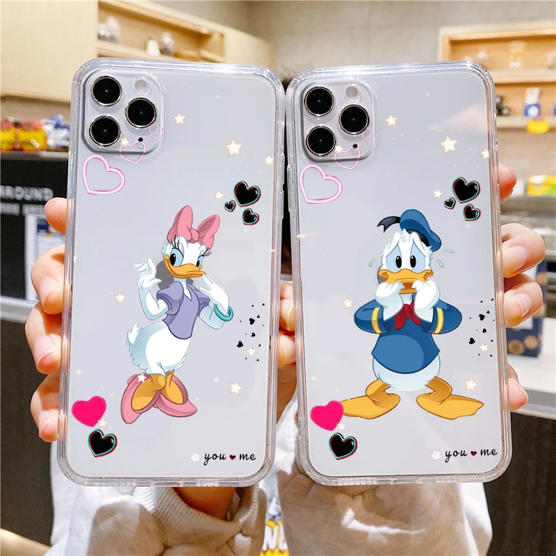 

Disney Donald Duck Minnie Phone Case For iPhone 14 13 12 Mini 11 XS Pro Max X XR SE 2020 8 7 6 5 Plus Transparent Cover