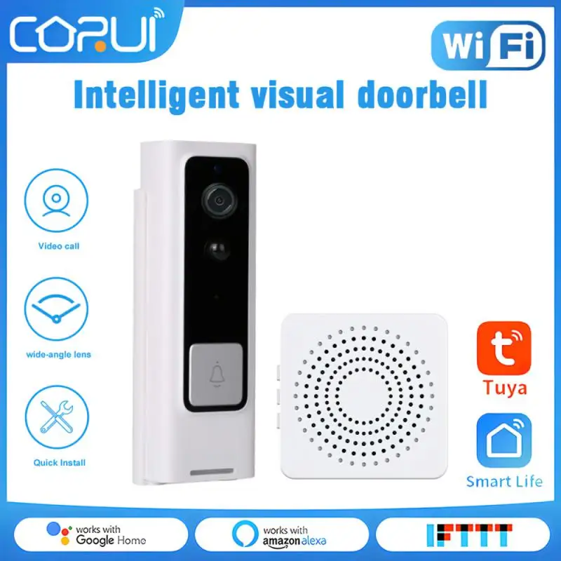 

WiFi Smart Home Smart Visual Doorbell PIR Human Body Detecter Intercom Night Vision Indoor Electronic Cat's Eye Build-in Battery