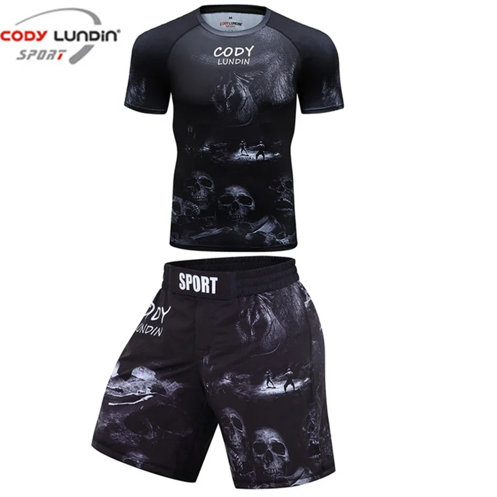 Мужская спортивная одежда для ММА компрессионный спортивный костюм рубашка бега