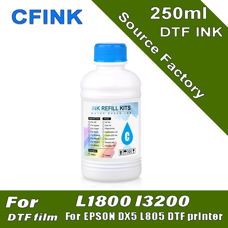 Чернила DTF 250 мл для печатающей головки Epson I3200 L1800 L800 L805 DX5 DX7 I4720 I5113 переводной