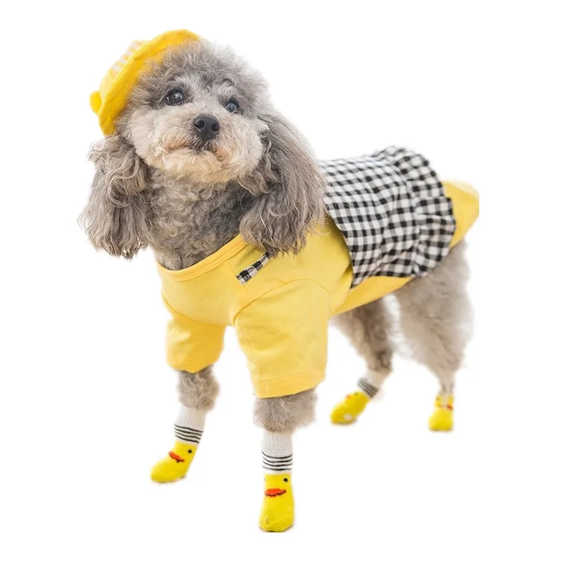 

4Pcs/Set Winter Cartoon Anti-Slip Pet Dog Socks Small Cat Dogs Knit Warm Hick Paw Protector Dog Socks Booties Accessories perros