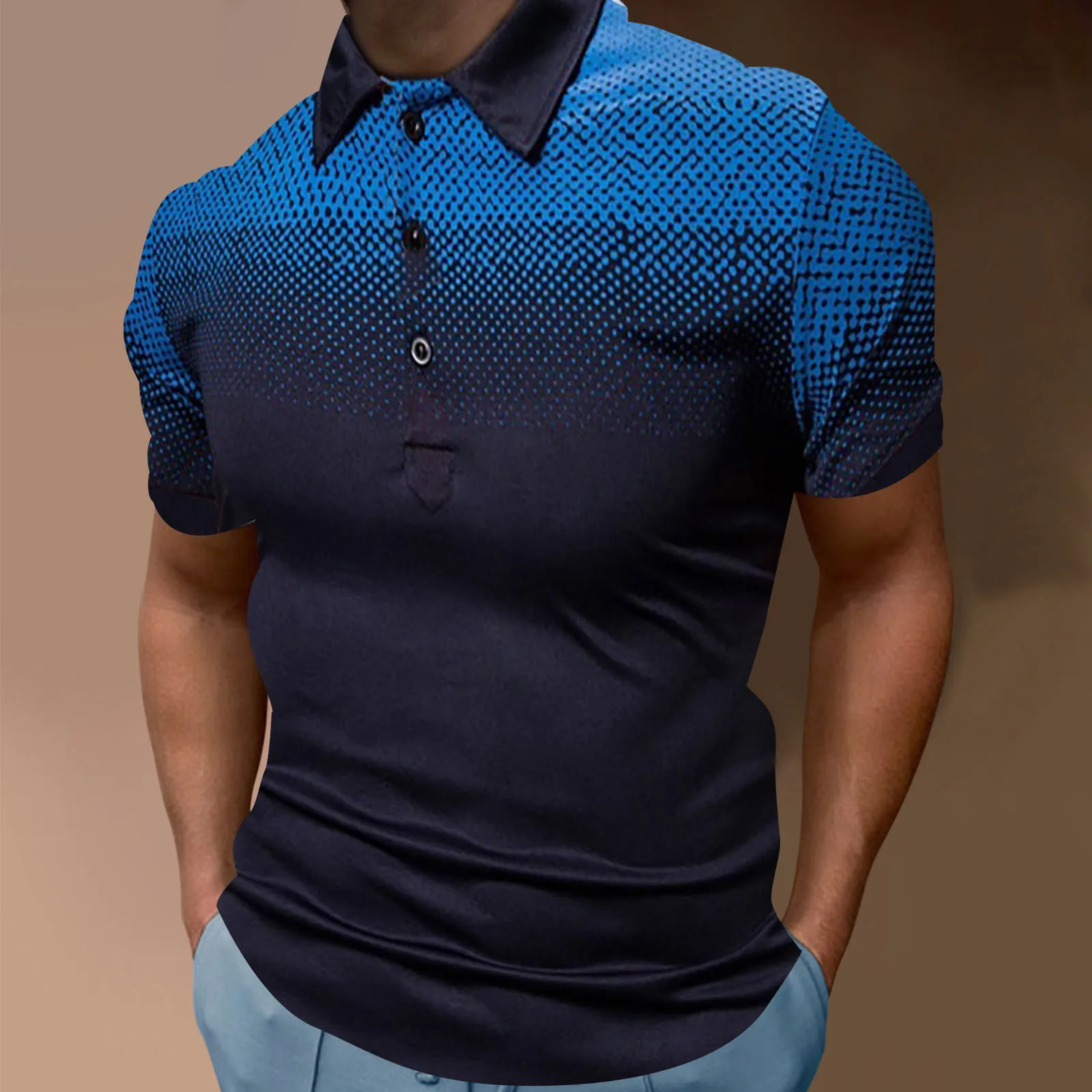 

Мужская футболка с коротким рукавом, свободная Однотонная футболка с отложным воротником и коротким рукавом, стандартный размер, весна-лет...