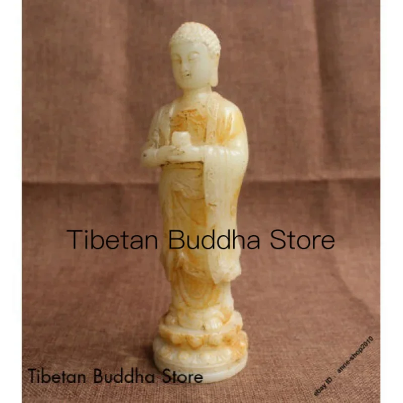 Коллекция китайского белого нефрита 19 см ручная резка модель Sakyamuni статуя Будды