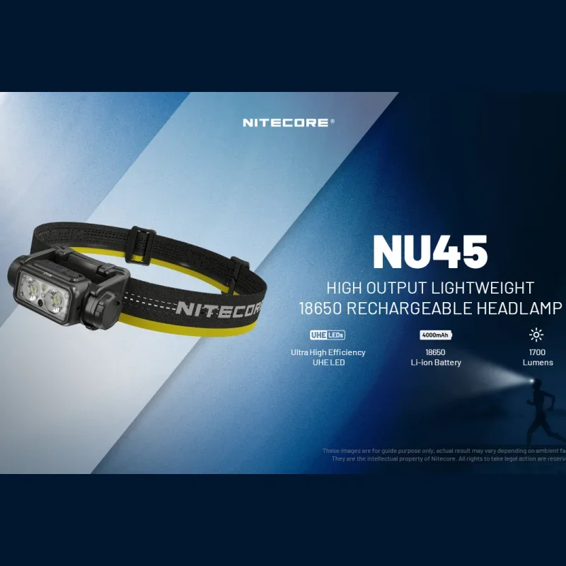 Фото NU45 1700 люменов NITECORE, цвет света: белый свет, красный свет, перезаряжаемый налобный фонарь для походов/треккинга. №2