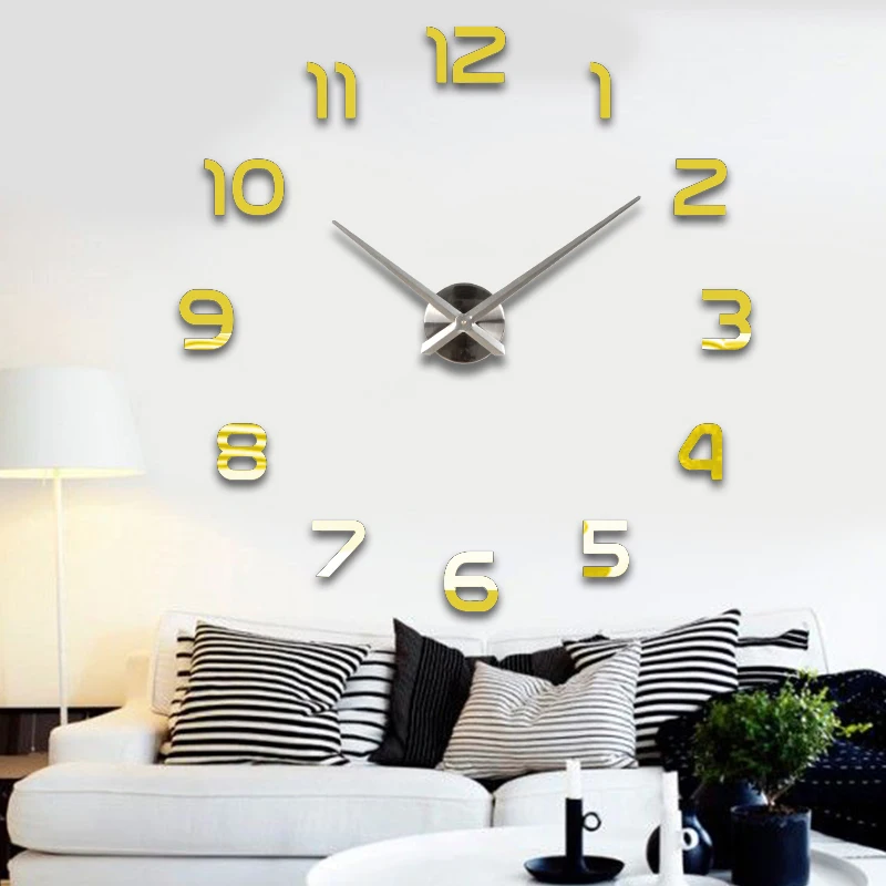 

Golden 3d Digital Wall Clock Quiet Luxury Modern Design Kitchen Wall Clocks Face Diy Reloj De Pared Hanging Watches KK60WC