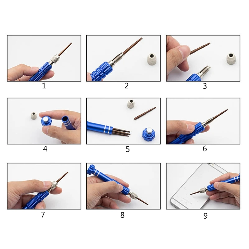 

5-in-1 Multifunctional Small Screwdriver Eyeglass Screwdriver S2 Steel Magnetic Screwdriver Kit for Eyeglass Electronics