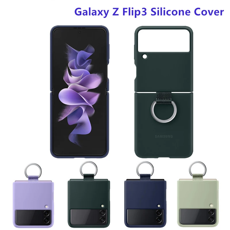 

Original Samsung Z Flip3 5G Silicone With Ring Case For Samsung Galaxy Z Flip 3 Phone Cover Clear Cases, EF-PF711