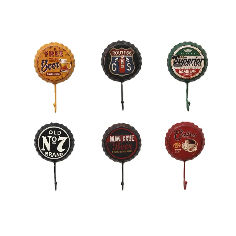 

Bar Decoration wall Hooks Cafe Wall Hanger Decorative Retro Beer Bottle Iron Hanging Key Hanger Cute Home Decor Bar Accessories