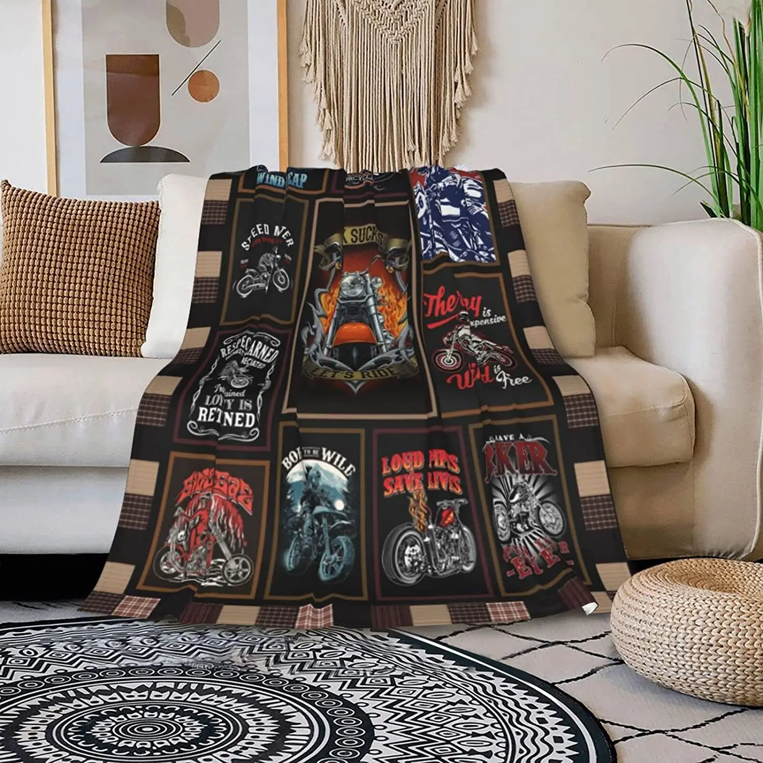 

Motocycle Blanket Warm Throws Blankets for Bed Couch Sofa All Season Super Cozy Plush Blanket for Kids and Adults Bedroom