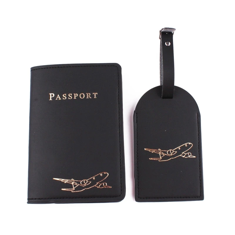 

1Set PU Leather Luggage Tag Passport Holder Case Travel for Couples Honeymoon
