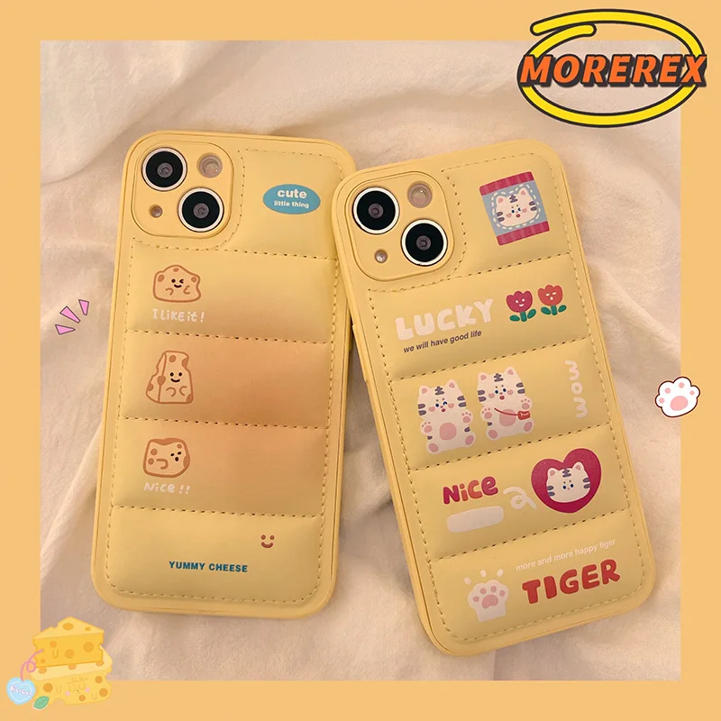 

Yellow Cheese Down Jacket for IPhone13 Mobile Phone Case Xs Xr Xsmax 7p 8plus Silicone All-inclusive Couple Mobile Phone Cover