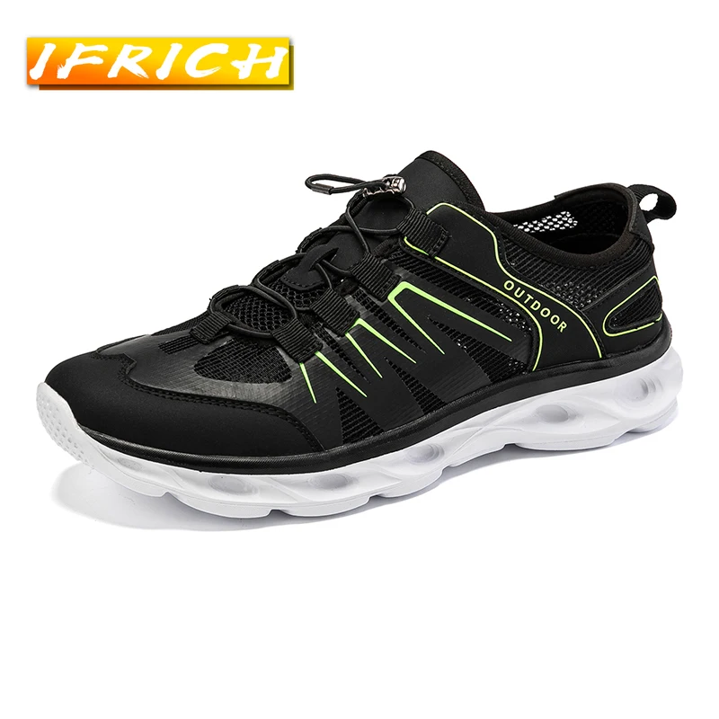 

Summer Man Wading Shoe Black Gray Beach Aqua Shoes for Men Elastic Band Walking Shoes for Mens Breathable Water Shoes Men