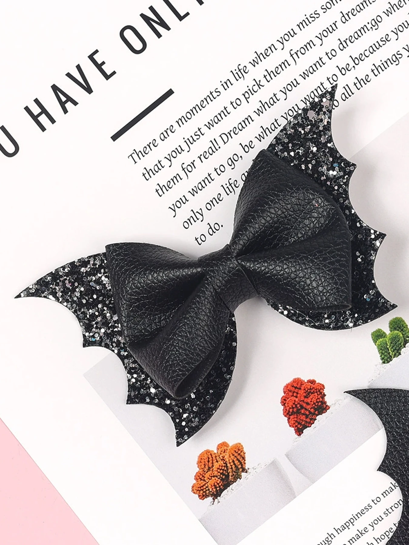 Цельные заколки для Хэллоуина волос с бантом и крыльями летучей мыши челки