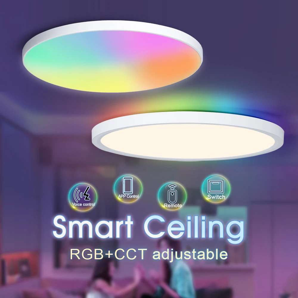 MARPOU RGB Smart Lamp led ceiling light With alexa Google Voice Control App Remote control Ultrathin led lights for room Bedroom