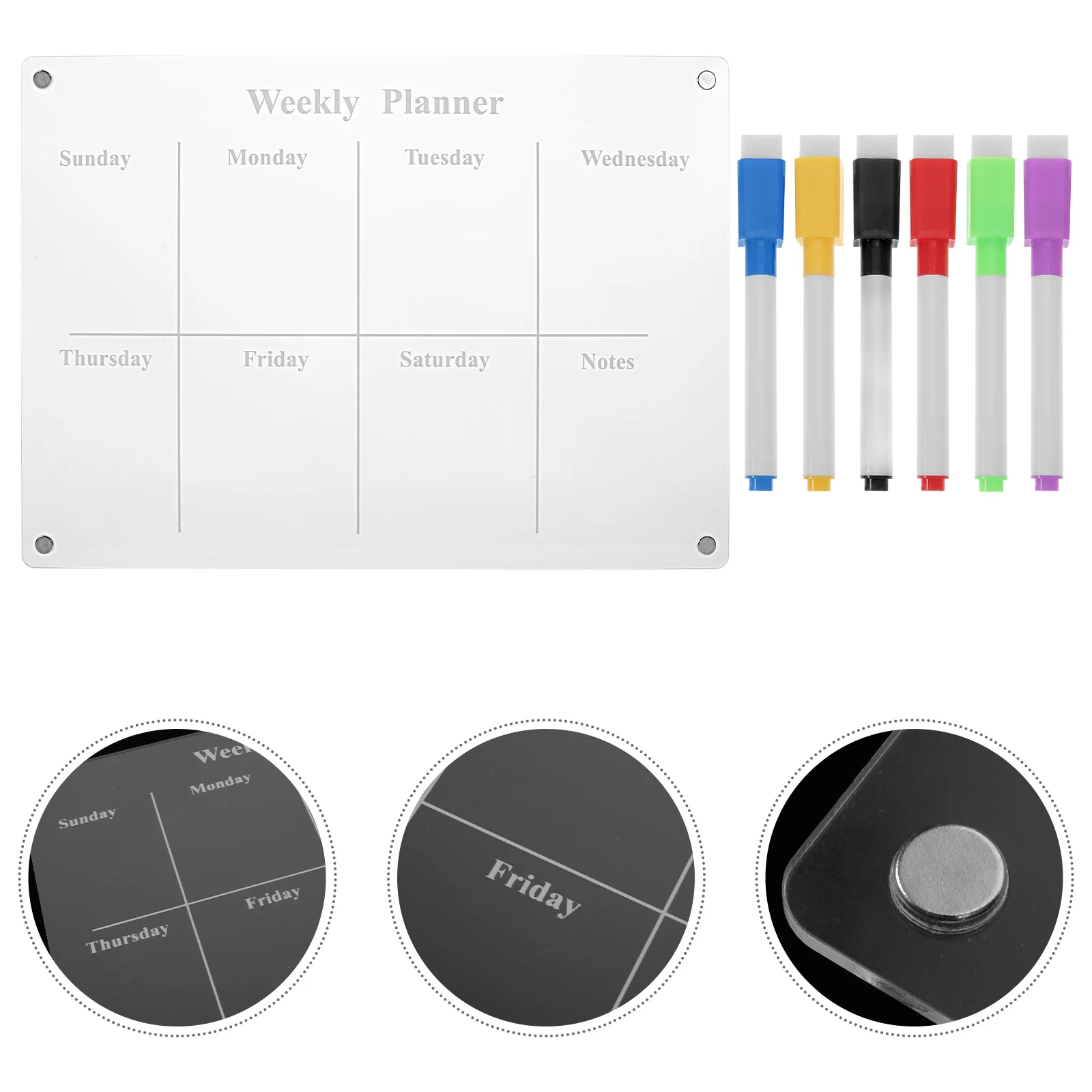 

Acrylic Writing Board Magnetic Schedule Clear Planner Fridge Dry Erase Wall Daily Refrigerator Whiteboard Calendar