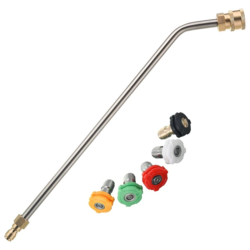 

15 Inch Pressure Washer Wand, 45 Degree Curved High Pressure Power Washer Extension Wand With 5 Spray Nozzles, 1/4 Inch