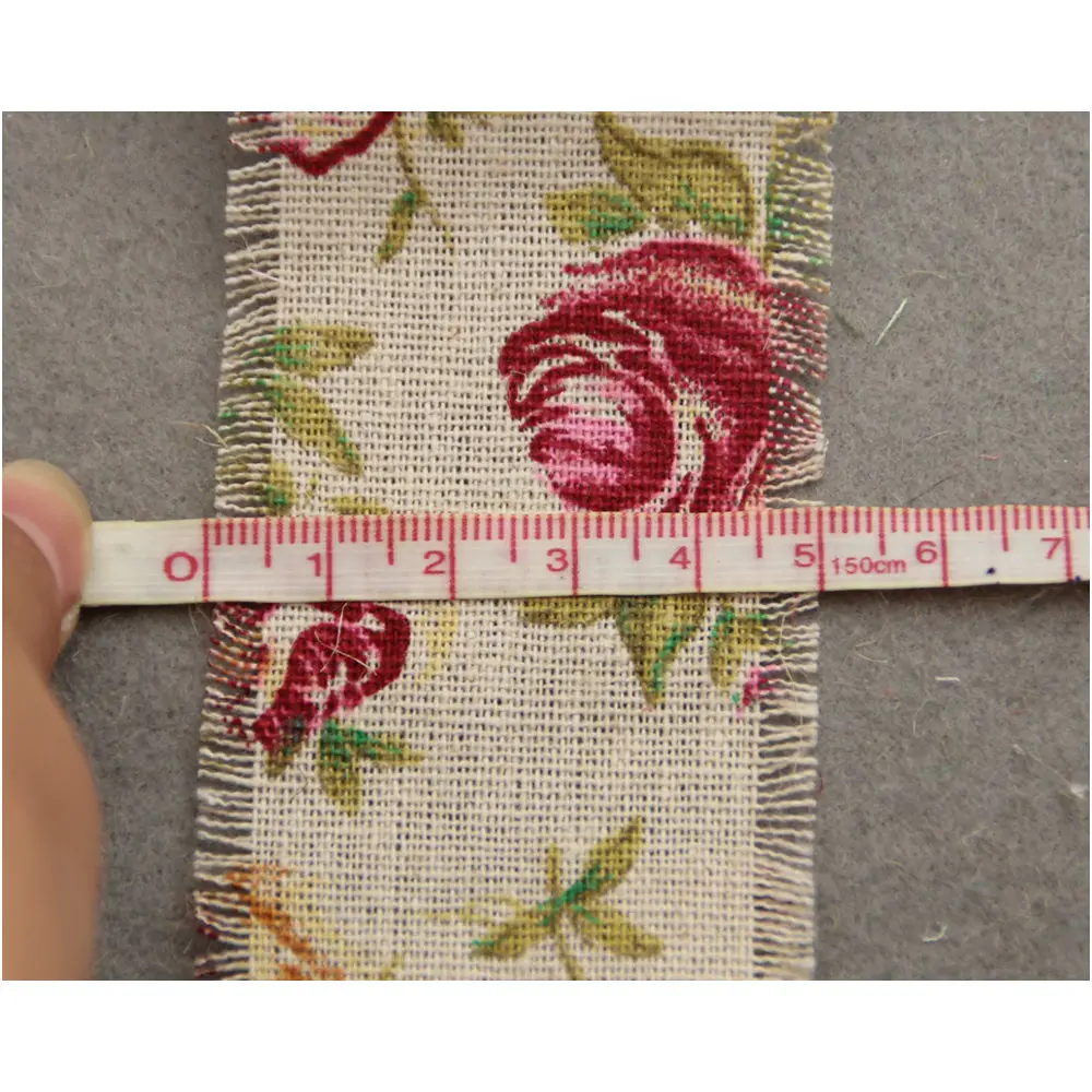 1 шт. натурального джута Барлеп Гессе лентой с цветочным принтом деревенский