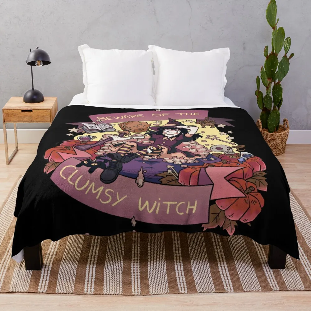

Beware of the Clumsy Witch Throw Blanket Velor Blankets Knitted Plaid