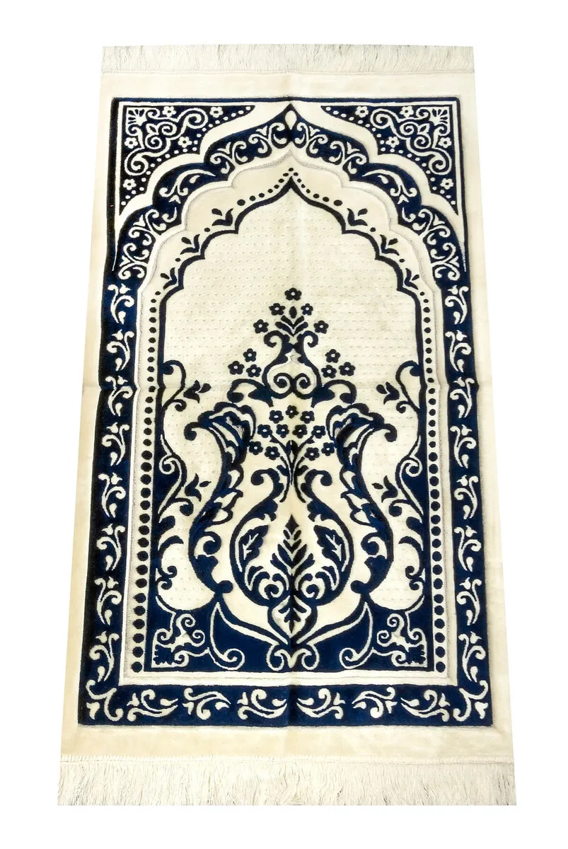 

IQRAH Carpet Type Thick Special Lux Velvet Prayer Mat Elegant-Navy Blue