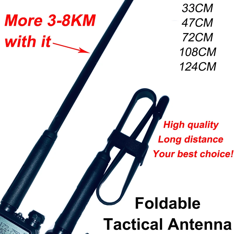 

2021 Walkie Talkie Foldable CS Tactical Antenna Baofeng UV-5R UV82 SMA-Female Dual Band BAOFENG UV-9R Plus Ham Radio Accessories