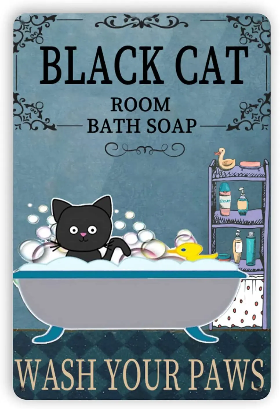 

Fesy Black Cat Bath Soap Wash Your Paws Metal Signs,Funny Bathroom Decor Bathroom Signs Wash Your Paws Sign Wall Decor 8 X 12