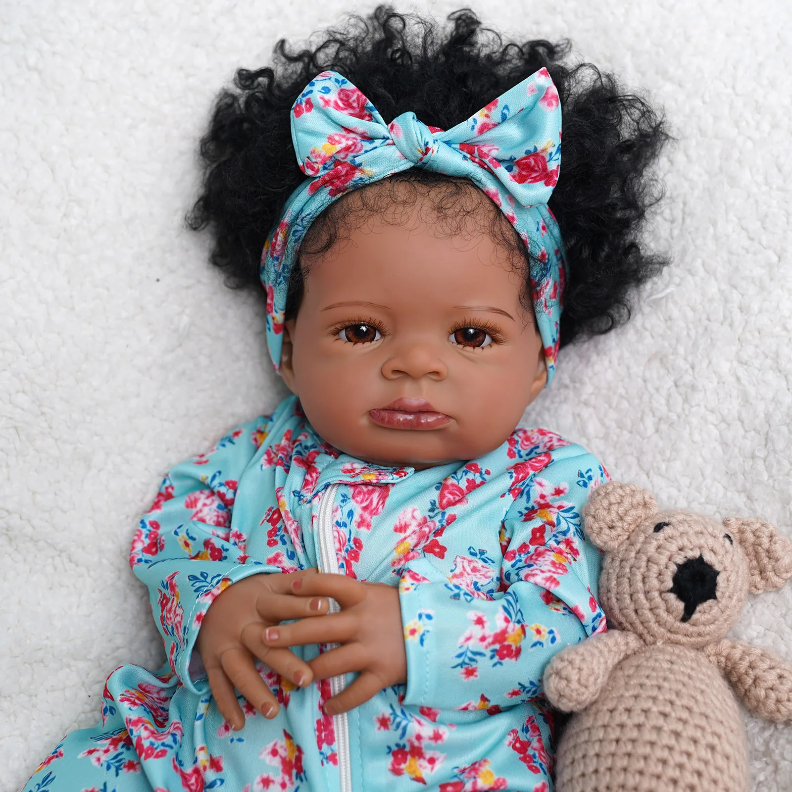 Lanny 43 Cm Reborn Baby Toy Toddler Black Skin Finished Baby Realistic Newborn Dolls For Gift