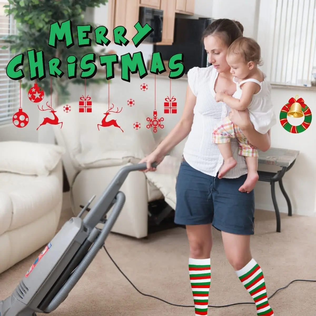 Women Men Compression Socks Warm Long Sports Socks Boots Stockings Knee High Socks Fit For Edema Varicose Veins Christmas Gift