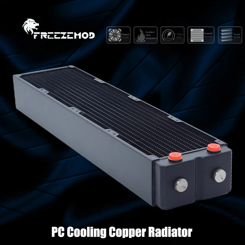 Фото Радиатор FREEZEMOD 480 65 мм, красная медь/3 слоя/120 мм, компьютерный вентилятор с водяным охлаждением, жидкий охладитель, теплообменник, TSRP-HP65-480 №2