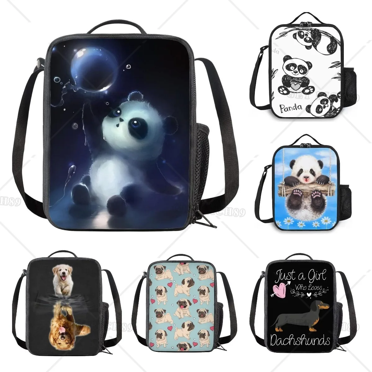 

Очаровательная сумка для ланча в виде панды для детей и женщин, изолированный Ланч-бокс для взрослых, легкая Термосумка-тоут, дорожный мешок, органайзер для еды