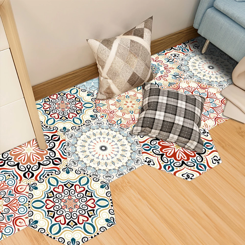 Наклейки на пол с шестигранной черепицей в стиле мандалы наклейки для кухни