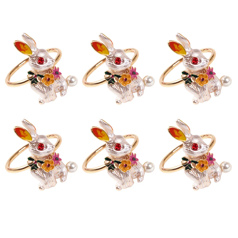 

Napkin Easter Rabbit Ring Holder Dining Party Buckle Table Favors Glasses Serviette Bunny Stem Decor Stuffers Dinner Banquet The