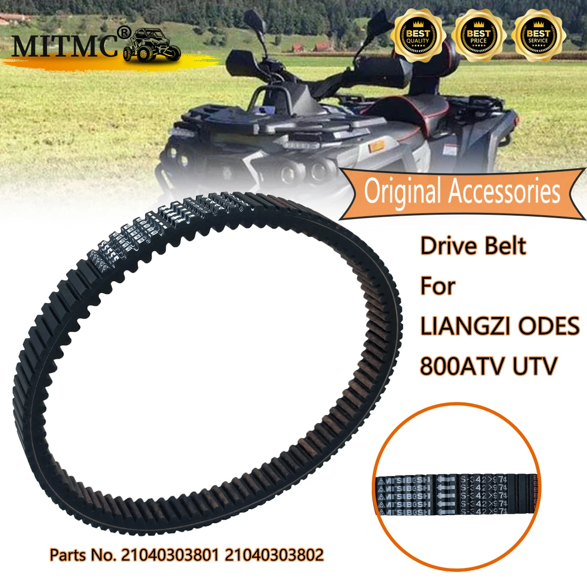 

Оригинальный приводной ремень MITSUBOSHI CVT для LIANGZI ODES 800ATV UTV Parts No. 21040303801 21040303802 SQ52-2188-C