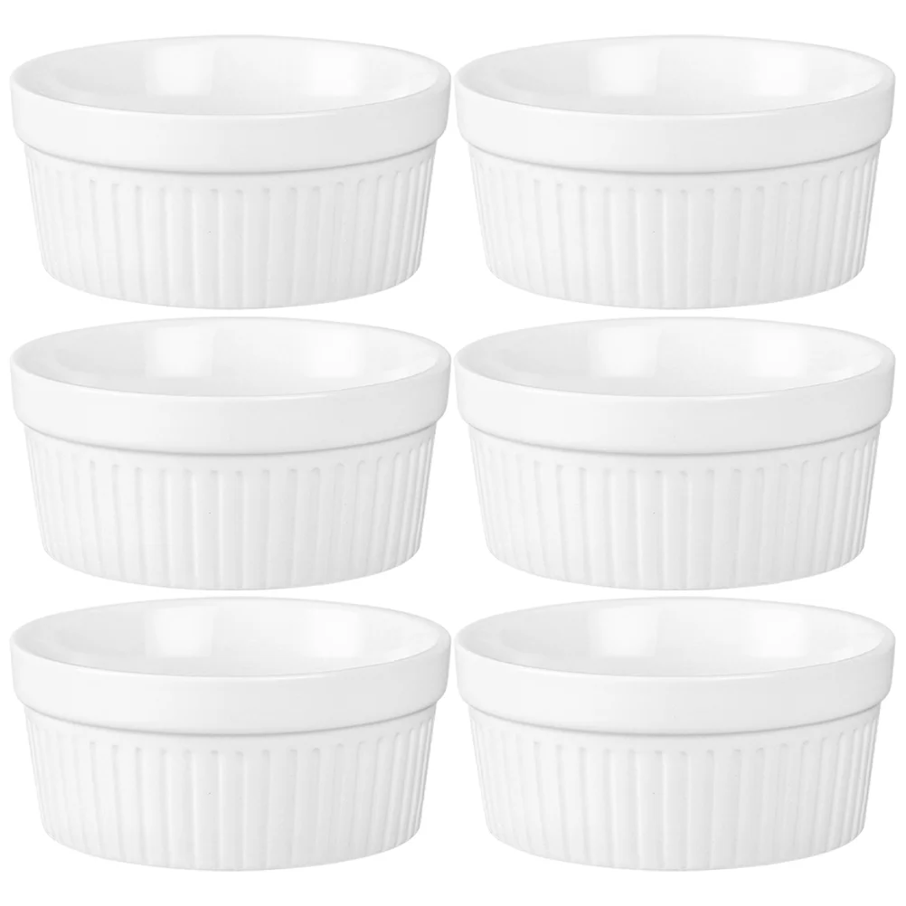 

6 Pcs Ramekins Bowls Ceramic Baking Cups Pudding Cups Mini Ramekins White Porcelain Ramekins Ceramic Dessert Bowls
