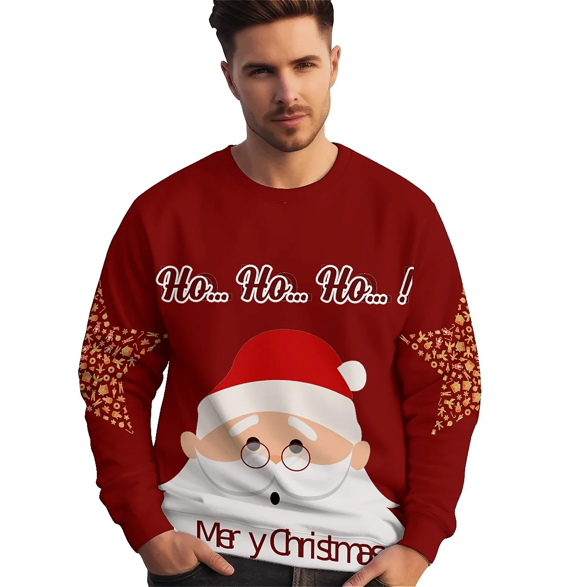 Свитшот с длинным рукавом liasso Рождественская тематика 3D комикс Забавный дизайн