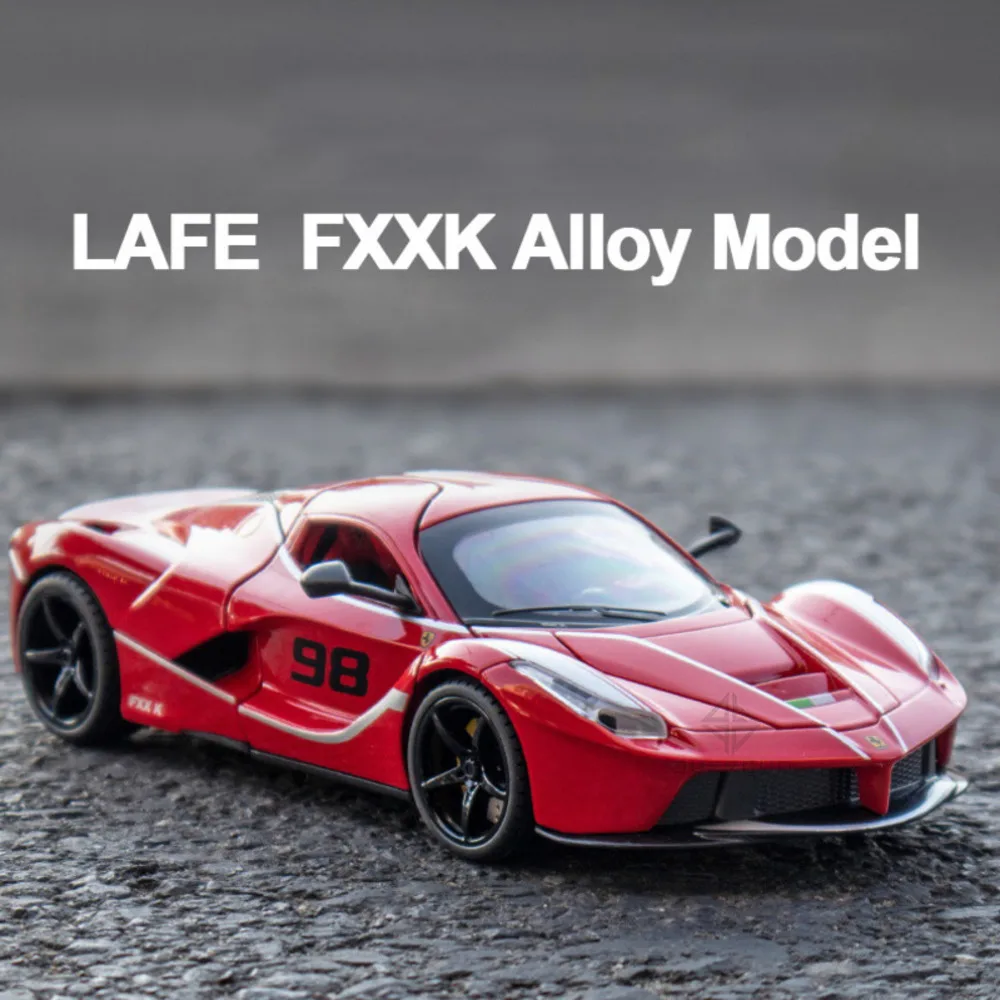 

1/22 Alloy Diecast LAFE FXXK 98 Super Sports Car Toy Metal Car Models With 4 Doors Opened Sound Light Vehicles Toys For Children