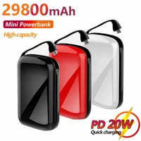 29800mah mini mobile power bank built in charging cable one way charger pocket sized large capacity portable external battery