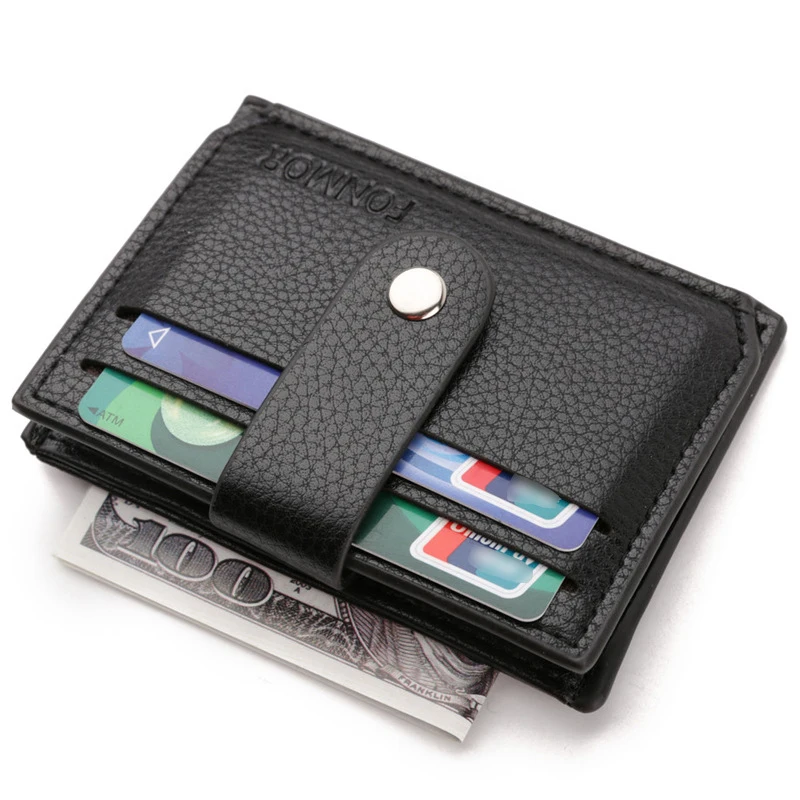 New Man Business Men Credit Card Bag Zipper&Hasp Multifunction Small Coin Purse High Quality PU Leather Bank Wallet ID Holders