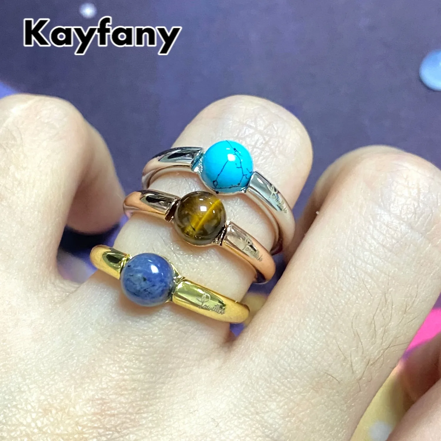 

Pomellato Round Ring 23 Colors Simple Candy Round Ring Natural Mica Turquoise Onyx Crystal Ring For Women Birthday Gift