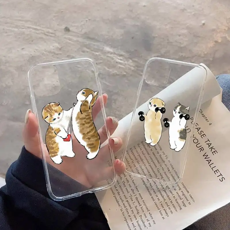 

Cat funny cute cartoon Phone Case Transparent soft For iphone 12 11 13 7 8 6 s plus x xs xr pro max mini
