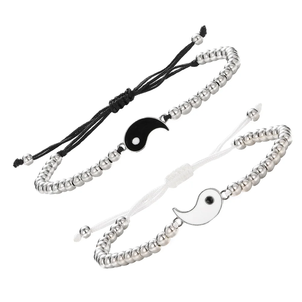 

1 Pair Yang Pendant Matching Bracelet Woven Beaded Bracelet Gift