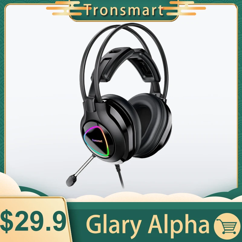 Tronsmart Glary Alpha проводные наушники PS4 игровая гарнитура геймер с микрофоном для ПК RGB