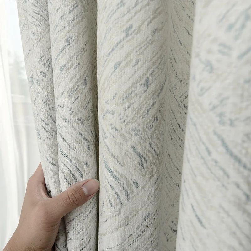 Chenille Jacquard Curtains Nordic Style Simple Modern Thickening High Shading Curtains for Living Dining Room Bedroom Custom