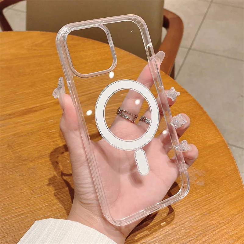 

HD Transparent Magnetic For Magsafe Animation Case For iPhone 14 13 12 11 Pro Plus Mini Max X XS XR 7 8 SE3 Hard Acrylic Funda