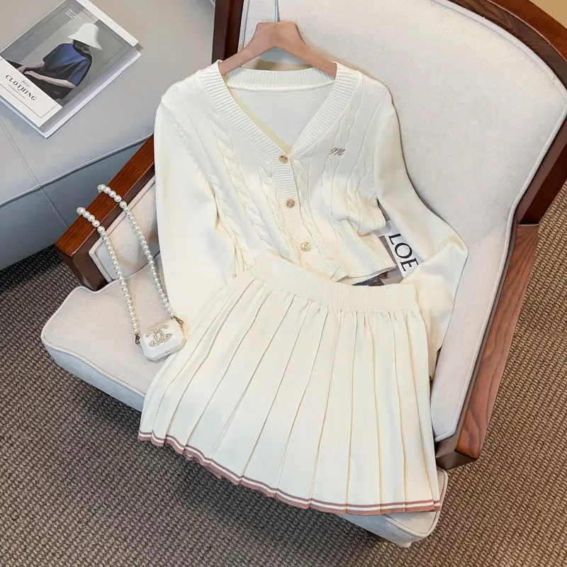 Женские трикотажные мини-костюмы Kawaii с юбкой