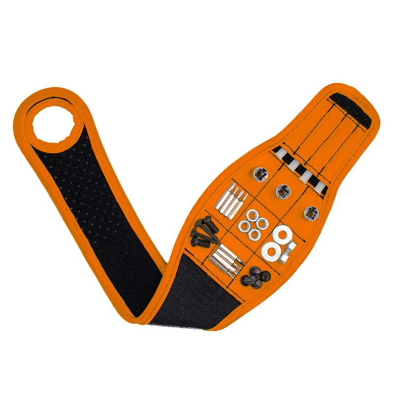 

Magnetic Bracelet With Strong Magnets Holds Drill. Gift For Father, Boyfriend. Belt Screw Holder Wrist Storage Tool