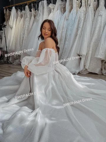Sexy Sweetheart Side Split Organza Wedding Dresses A Line With Detachable Sleeves Sweep Train Bridal Grown Vestido De Fiesta