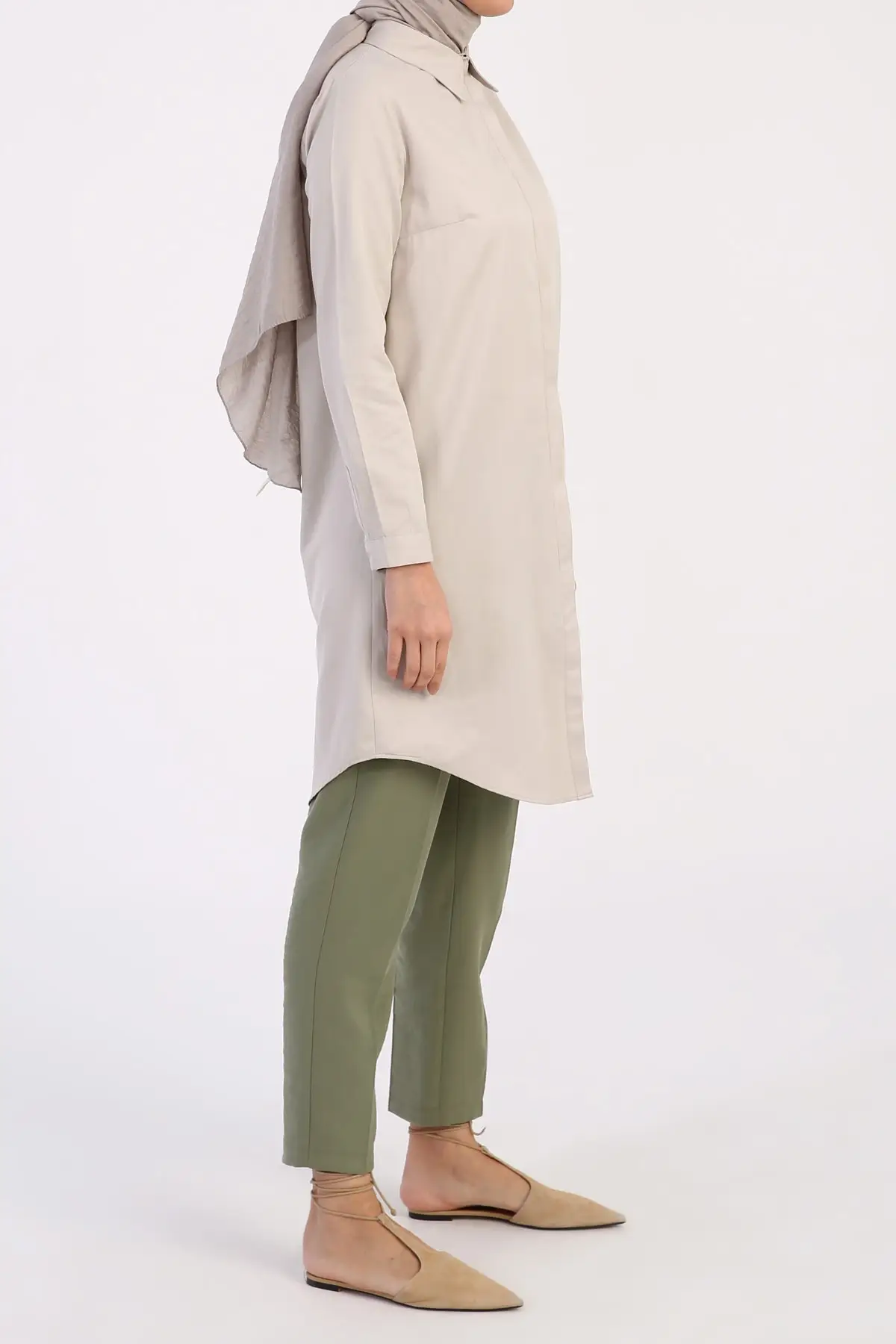 

Cotton Tunic Shirt Women's Beige Secret Eggplant Muslim Tunic 2021 Fashion